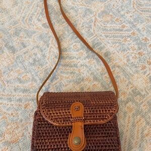 Brown Woven Crossbody Bag